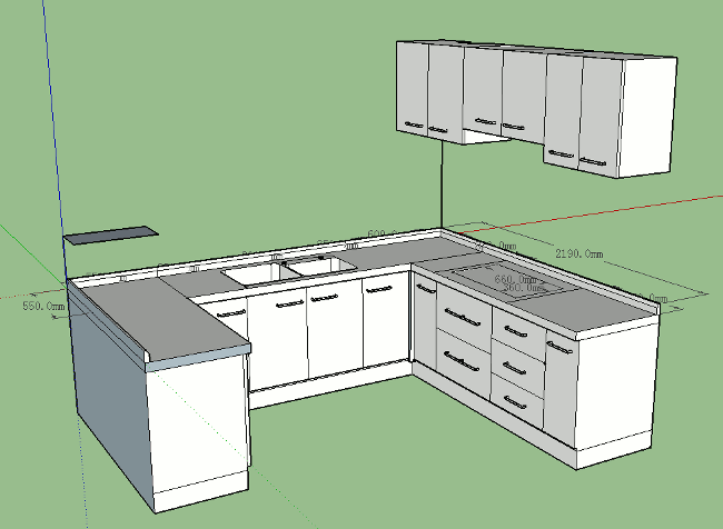 Sketchup软件绘制的家用橱柜草图