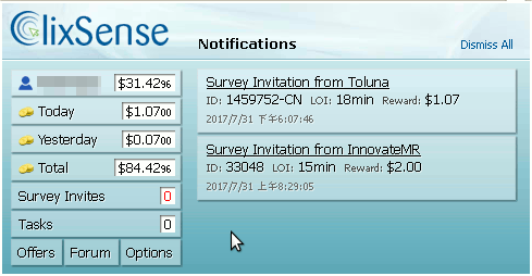 ClixSense帐户情况