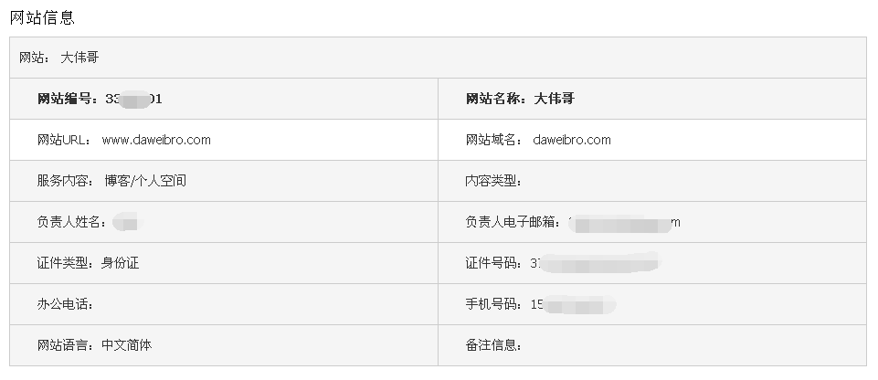 阿里云备案网站信息填写示例